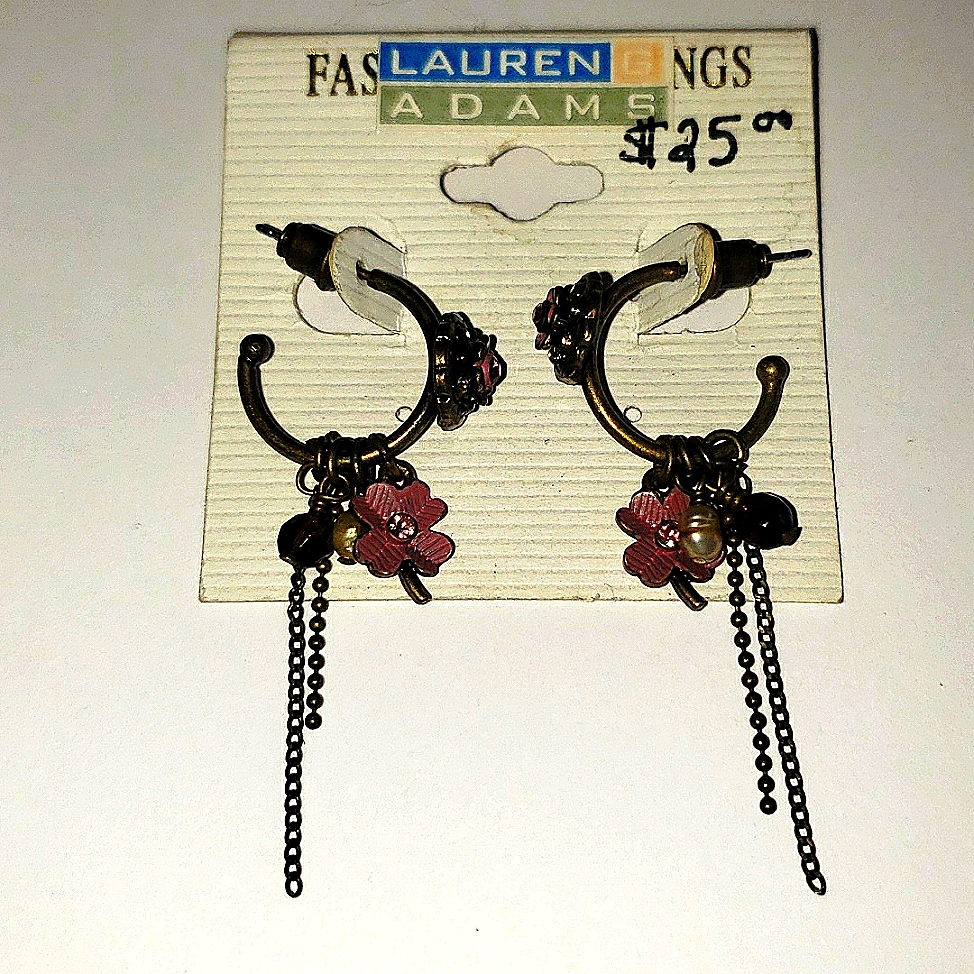 Nwt Lauren G Adams Pewter Earrings Floral